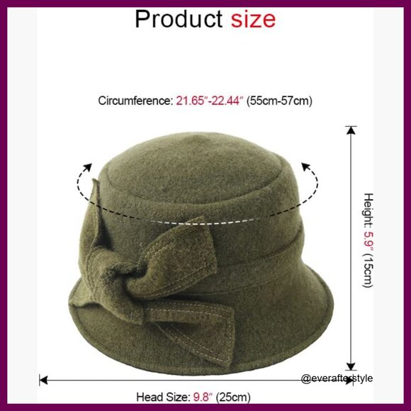 100% Wool Bucket Hat Vintage Floral Winter Dress Hat main image 7